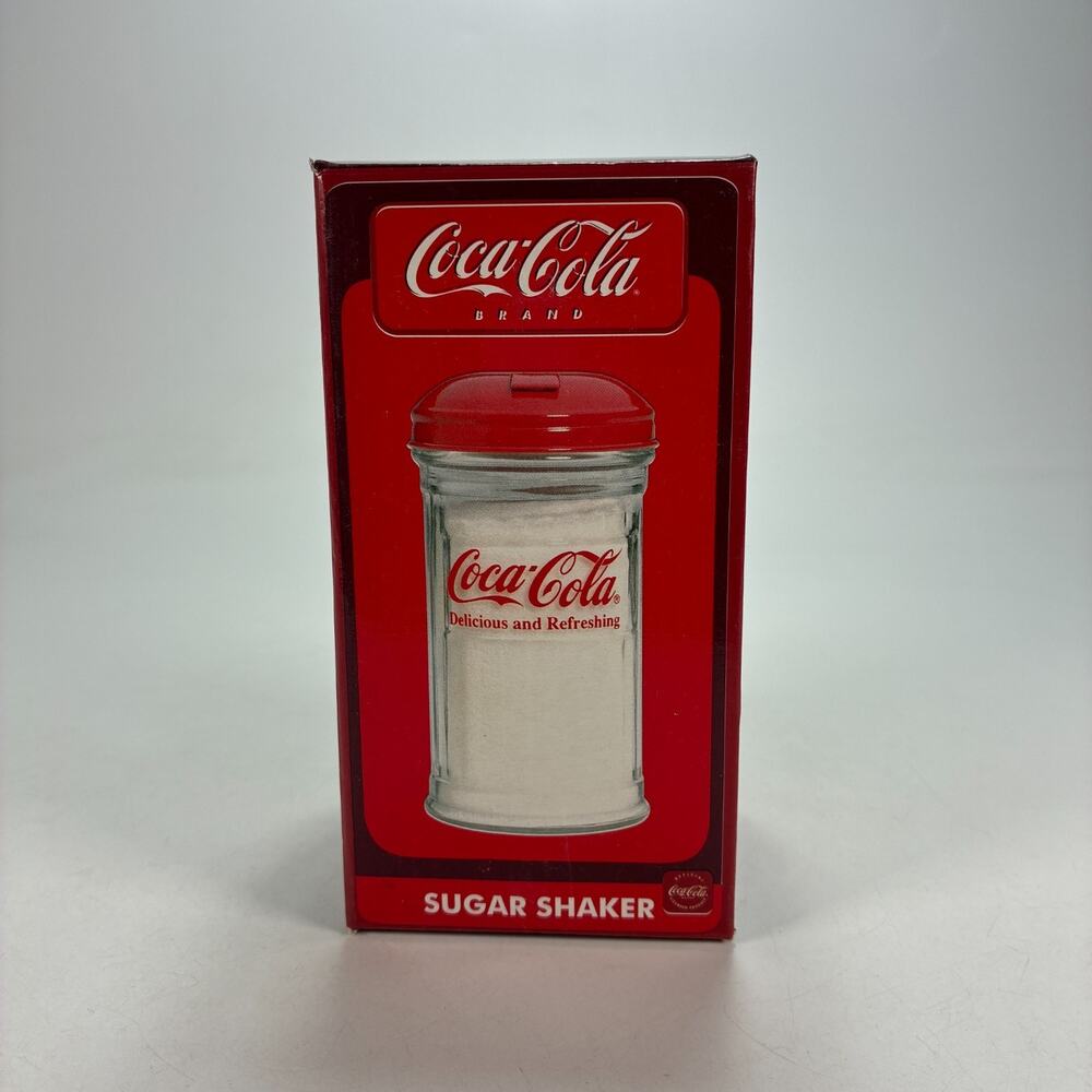 Vintage 1992 Coca-Cola Glass Jar Sugar Shaker Dispenser Retro Diner Collection